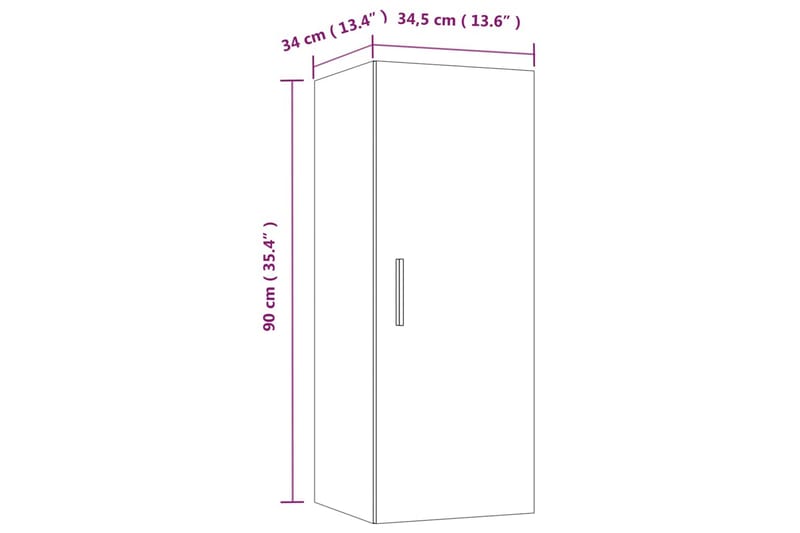 beBasic vægskab 34,5x34x90 cm konstrueret træ røget egetræsfarve - Brun - Væghylde & vægreol