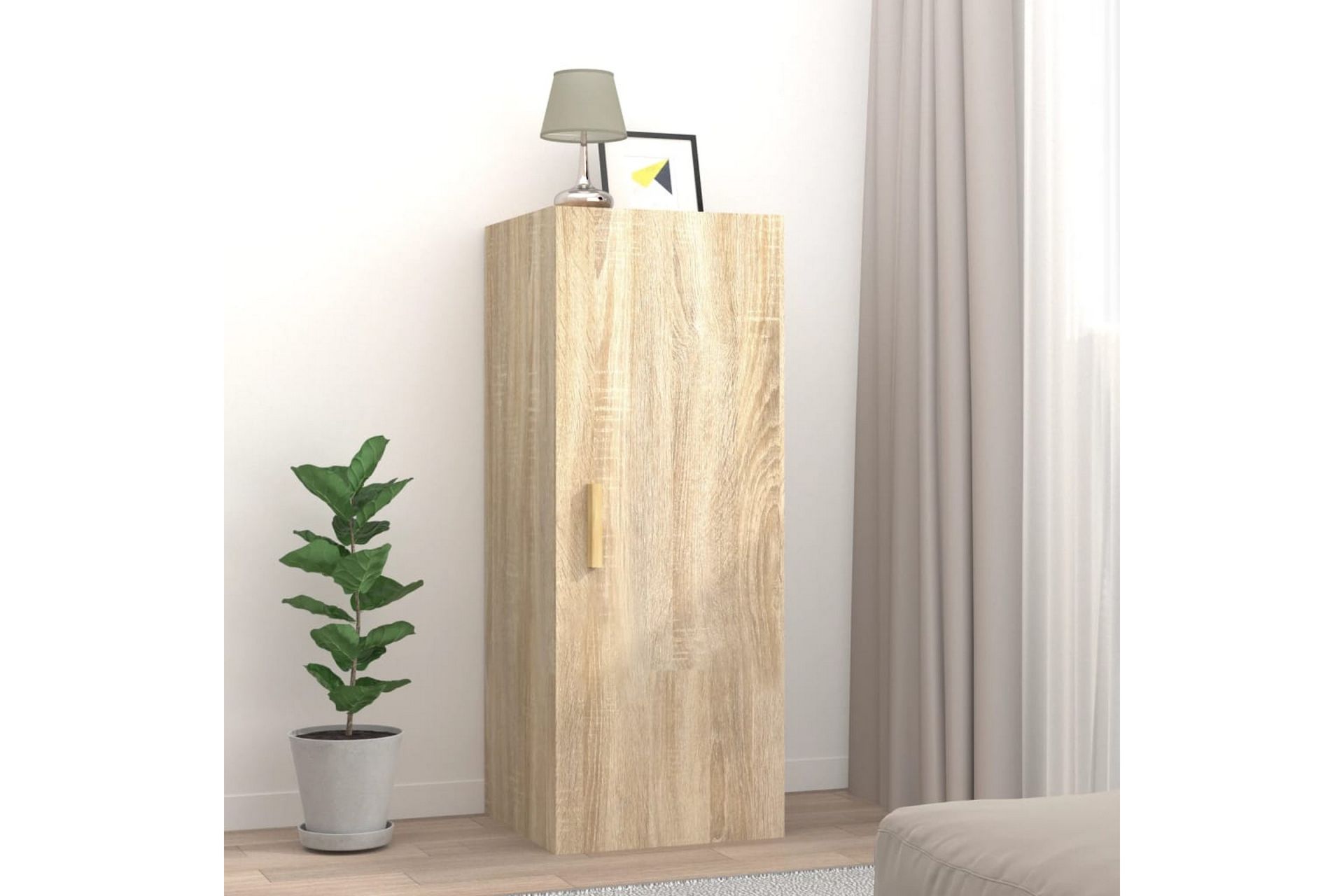 beBasic vægskab 34,5x34x90 cm konstrueret træ sonoma-eg - Brun - Opbevaring - Hylder & Reoler - Væghylde & vægreol