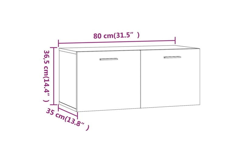 beBasic vægskab 80x35x36,5 cm konstrueret træ brun egetræsfarve - Brun - Opbevaring - Hylder & Reoler - Væghylde & vægreol