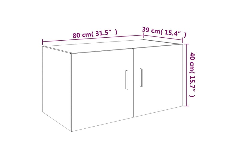 beBasic vægskab 80x39x40 cm konstrueret træ brun egetræsfarve - Brun - Opbevaring - Hylder & Reoler - Væghylde & vægreol