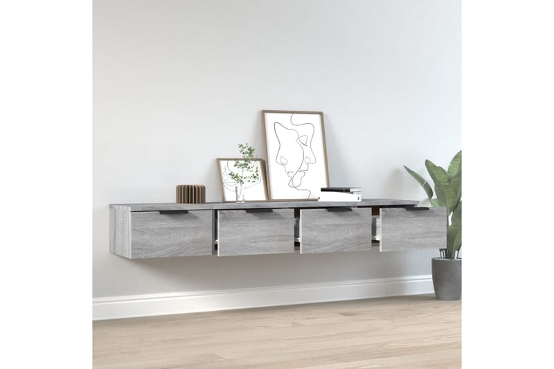 beBasic vægskabe 2 stk. 68x30x20 cm konstrueret træ grå sonoma-eg - GrÃ¥ - Opbevaring - Hylder & Reoler - Væghylde & vægreol