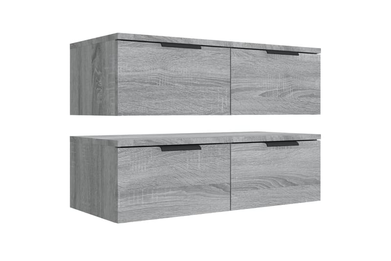 beBasic vægskabe 2 stk. 68x30x20 cm konstrueret træ grå sonoma-eg - GrÃ¥ - Opbevaring - Hylder & Reoler - Væghylde & vægreol