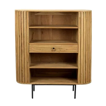 Belilo Bogreol 105 cm Ribbedesign - naturlig varm honningbrun og sort - Opbevaring - Hylder & Reoler - Bogreol
