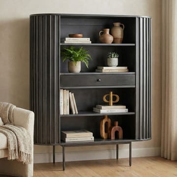 Belilo Bogreol 105 cm Ribbedesign - sort - Opbevaring - Hylder & Reoler - Bogreol