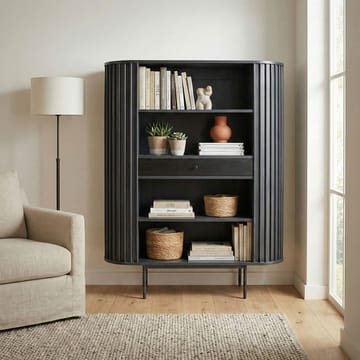 Belilo Bogreol 105 cm Ribbedesign - sort - Opbevaring - Hylder & Reoler - Bogreol