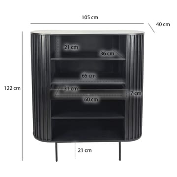 Belilo Bogreol 105 cm Ribbedesign - sort - Opbevaring - Hylder & Reoler - Bogreol