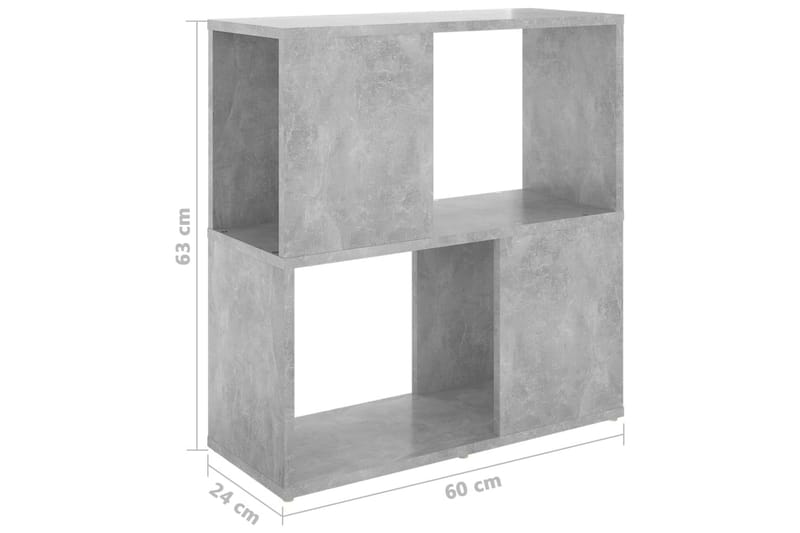 bogreol 60x24x63 cm spånplade betongrå - Grå - Opbevaring - Hylder & Reoler - Bogreol