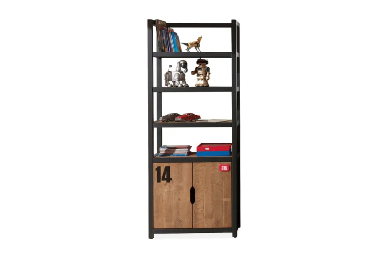 Alex Bogreol 40 cm i Mørkt Træ, Sort|Brun