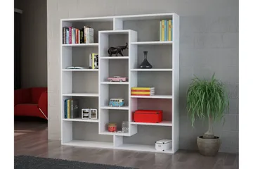Amplett Bogreol 125 cm i Malet Træ - Hvid - Opbevaring - Hylder & Reoler - Bogreol