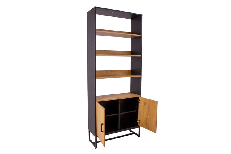 Amsterdam Bogreol 80 cm i Træ med Metalstel - Sort|Brun - Opbevaring - Hylder & Reoler - Bogreol