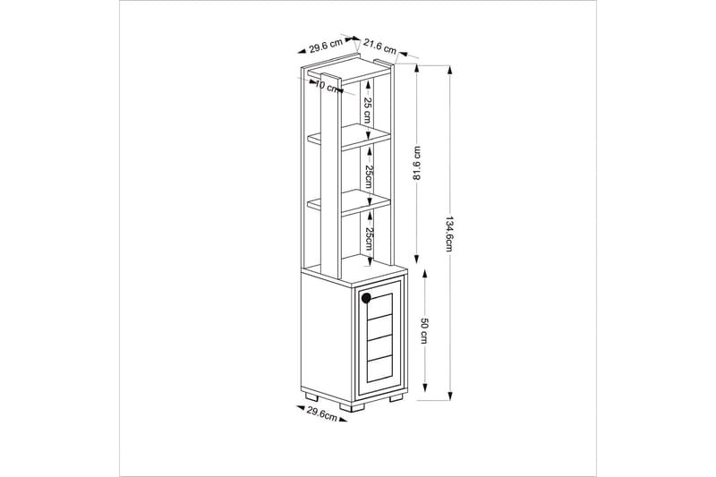 Anayurt Bogreol 29,6x21,6 cm Hvid/Antracit - Hanah Home - Opbevaring - Hylder & Reoler - Bogreol