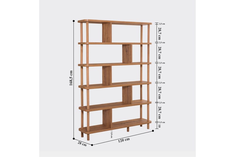 Andifli Bogreol 120x168,5 cm - Grøn - Bogreol