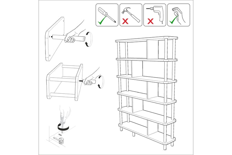 Andifli Bogreol 120x168,5 cm - Sort - Opbevaring - Hylder & Reoler - Bogreol