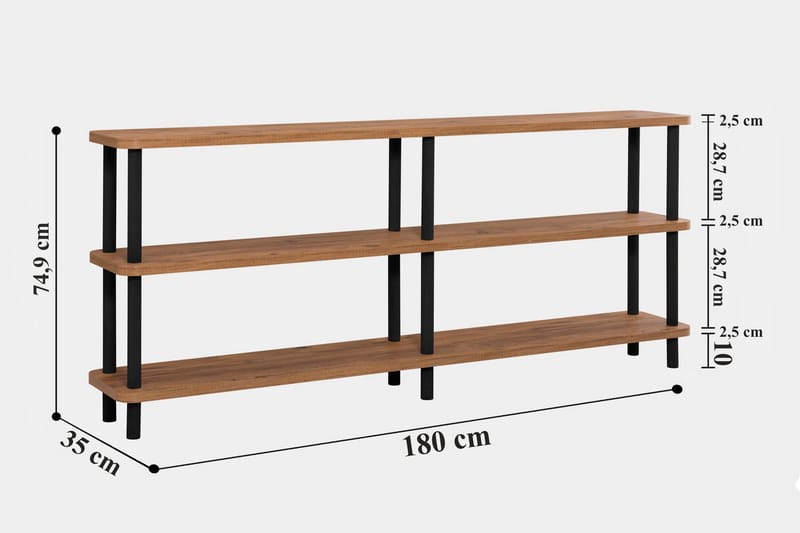 Andifli Bogreol 180x74,9 cm - Sort - Opbevaring - Hylder & Reoler - Bogreol
