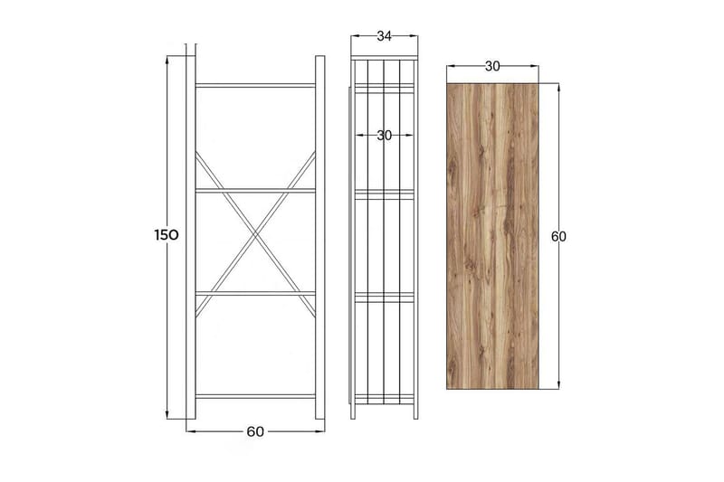 Andifli Bogreol 60x150 cm - Sort - Opbevaring - Hylder & Reoler - Bogreol