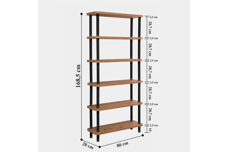 Andifli Bogreol 80x168,5 cm - Sort - Opbevaring - Hylder & Reoler - Bogreol