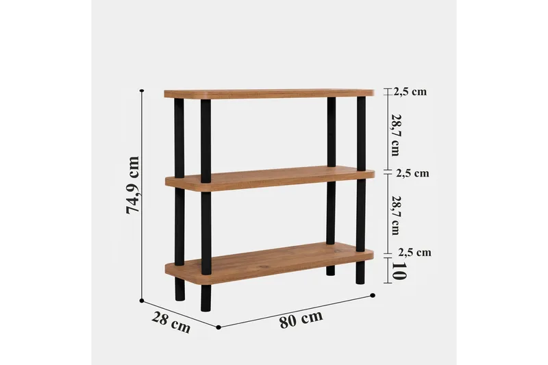 Andifli Bogreol 80x75 cm - Sort - Opbevaring - Hylder & Reoler - Bogreol