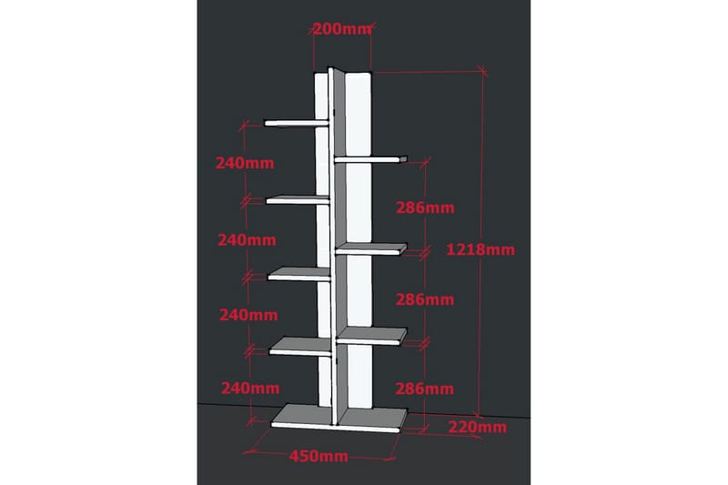 Asillane Bogreol 45 cm i Malet Træ - Hvid - Opbevaring - Hylder & Reoler - Bogreol