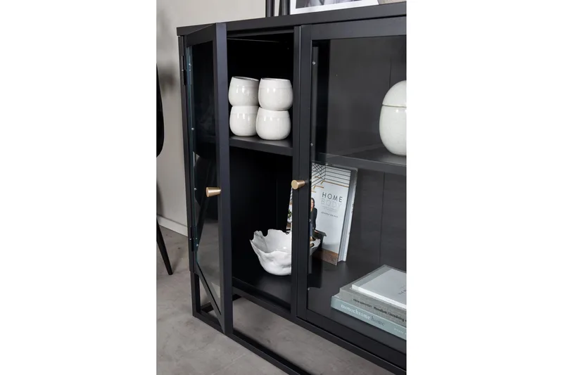 Bakal Bogreol 85 cm i Glas og Metal - Sort - Opbevaring - Hylder & Reoler - Bogreol