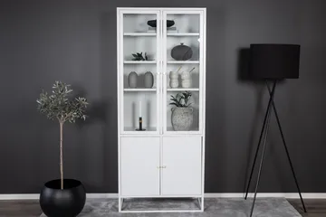 Bakal Bogreol med Låger 80 cm i Glas og Metal - Hvid - Opbevaring - Hylder & Reoler - Bogreol