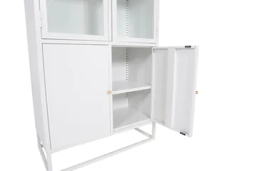 Bakal Bogreol med Låger 80 cm i Glas og Metal - Hvid - Opbevaring - Hylder & Reoler - Bogreol