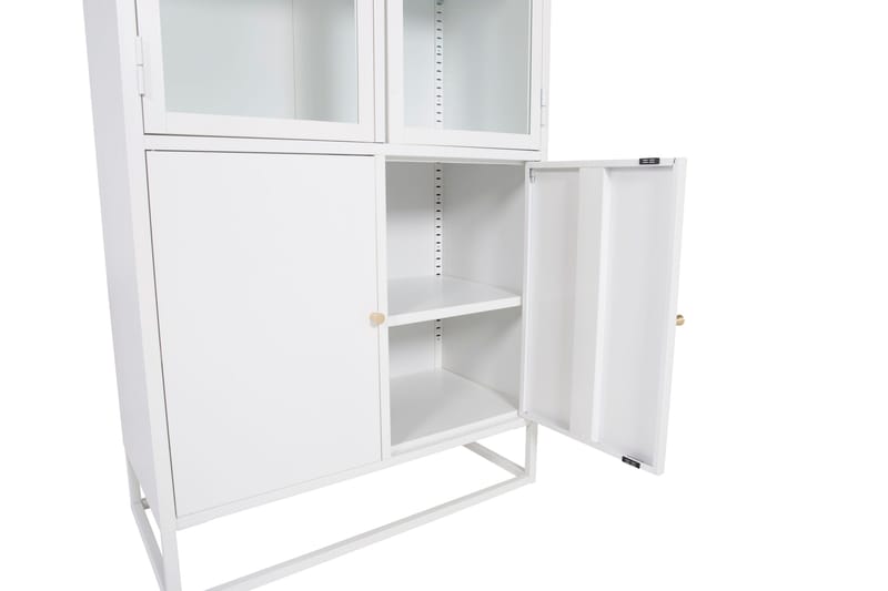 Bakal Bogreol med Låger 80 cm i Glas og Metal - Hvid - Opbevaring - Hylder & Reoler - Bogreol