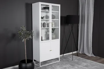 Bakal Bogreol med Låger 80 cm i Glas og Metal - Hvid - Opbevaring - Hylder & Reoler - Bogreol