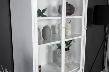 Bakal Bogreol med Låger 80 cm i Glas og Metal - Hvid - Opbevaring - Hylder & Reoler - Bogreol