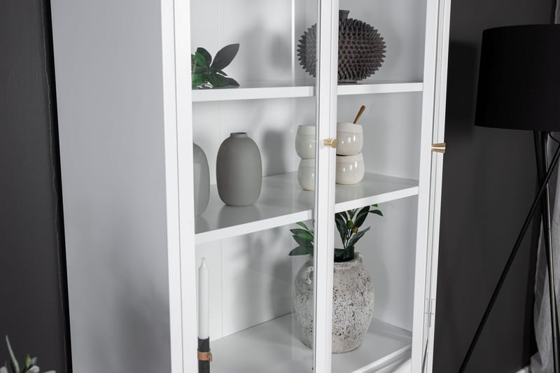 Bakal Bogreol med Låger 80 cm i Glas og Metal - Hvid - Opbevaring - Hylder & Reoler - Bogreol