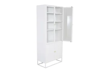 Bakal Bogreol med Låger 80 cm i Glas og Metal - Hvid - Opbevaring - Hylder & Reoler - Bogreol