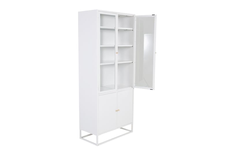 Bakal Bogreol med Låger 80 cm i Glas og Metal - Hvid - Opbevaring - Hylder & Reoler - Bogreol