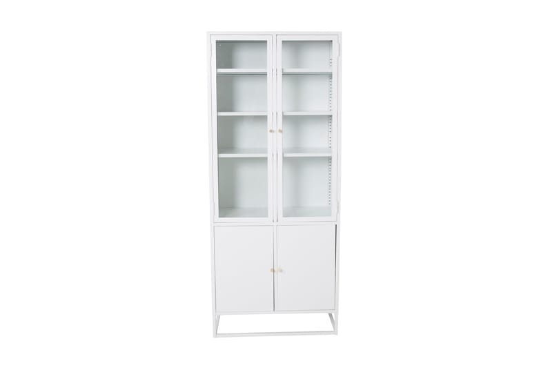 Bakal Bogreol med Låger 80 cm i Glas og Metal - Hvid - Opbevaring - Hylder & Reoler - Bogreol