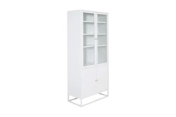 Bakal Bogreol med Låger 80 cm i Glas og Metal - Hvid - Opbevaring - Hylder & Reoler - Bogreol