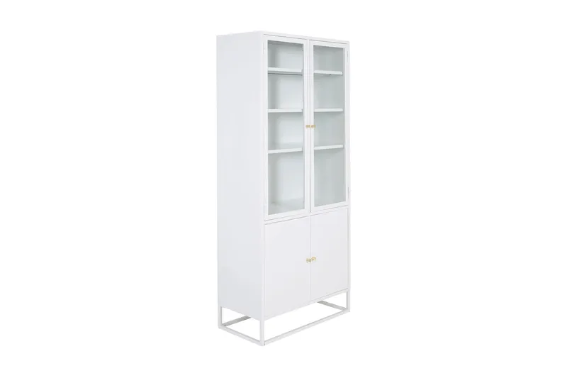 Bakal Bogreol med Låger 80 cm i Glas og Metal, Hvid