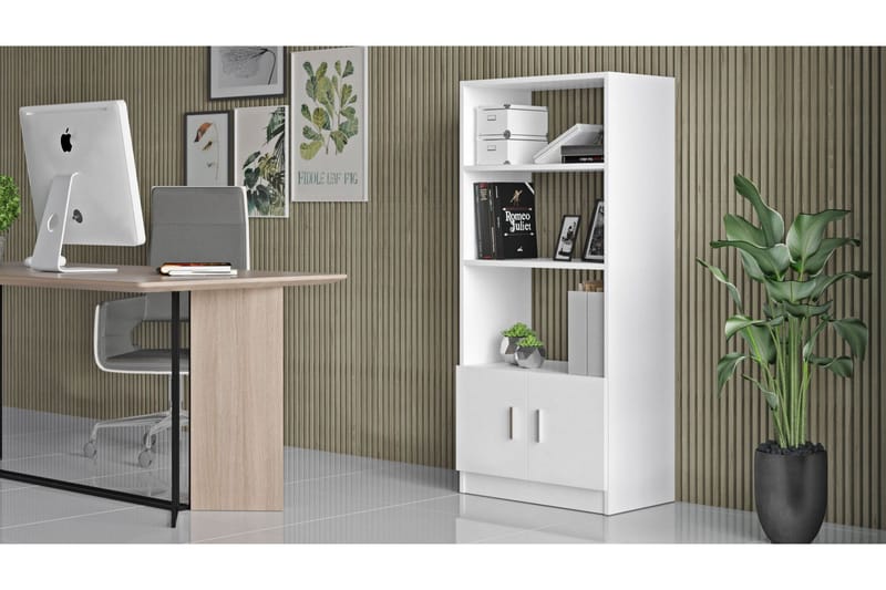 Barrock Bogreol 63,6 cm i Malet Træ - Hvid - Opbevaring - Hylder & Reoler - Bogreol