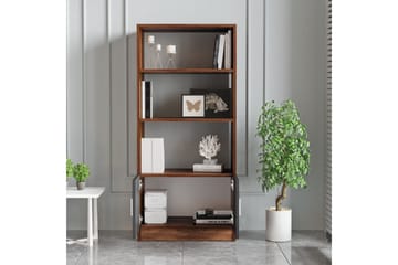 Barrock Bogreol 63,6 cm i Træ med Teaklook - Teak|Antracit - Opbevaring - Hylder & Reoler - Bogreol