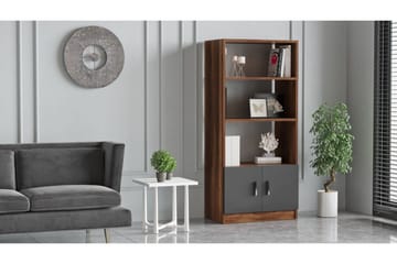 Barrock Bogreol 63,6 cm i Træ med Teaklook - Teak|Antracit - Opbevaring - Hylder & Reoler - Bogreol