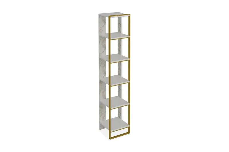 Bascle Bogreol 31 cm i Træ med Metalramme, Hvid