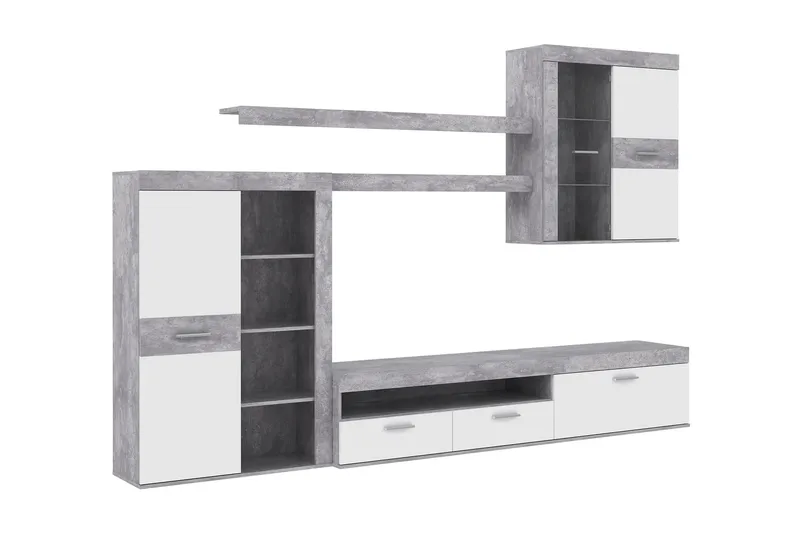 Berrey TV-møbelsæt 300 cm, Hvid