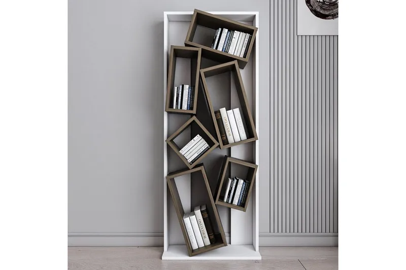 Bogreol Bloemendal Hvid / Valnød - Brun/Hvid - Opbevaring - Hylder & Reoler - Bogreol