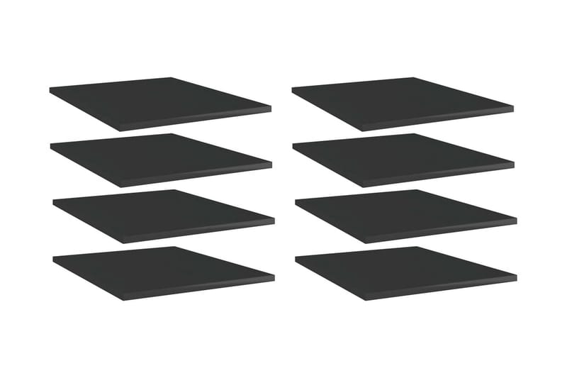 Boghylder 8 stk. 40x50x1,5 cm spånplade sort højglans - Sort - Opbevaring - Hylder & Reoler - Bogreol