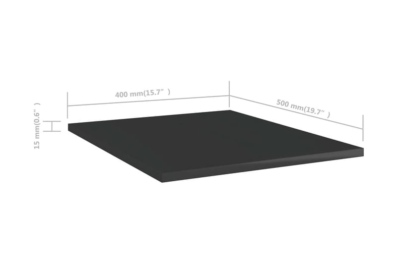 Boghylder 8 stk. 40x50x1,5 cm spånplade sort højglans - Sort - Opbevaring - Hylder & Reoler - Bogreol