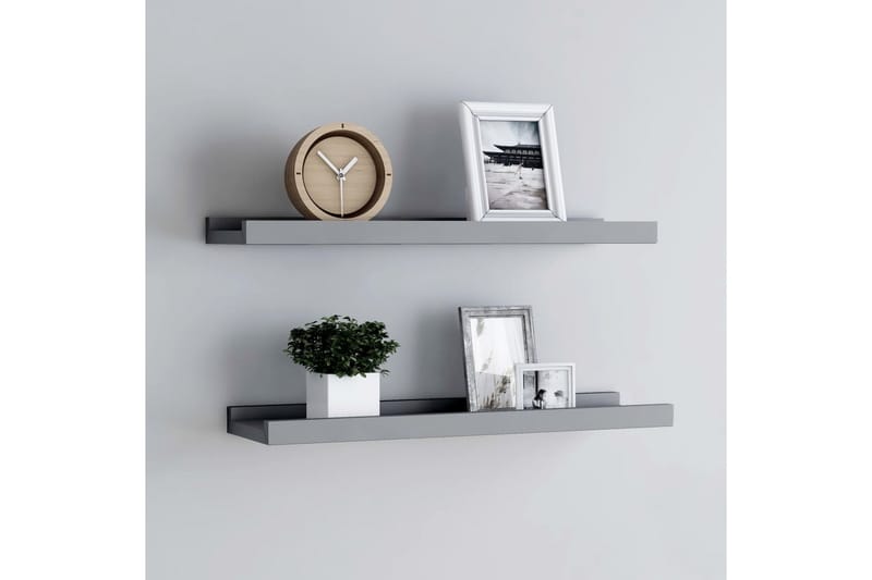 billedhylder 2 stk. 40x9x3 cm MDF grå - Grå - Opbevaring - Hylder & Reoler - Bogreol - Bogliste
