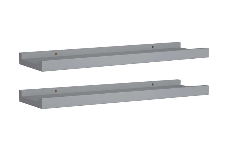 billedhylder 2 stk. 40x9x3 cm MDF grå - Grå - Opbevaring - Hylder & Reoler - Bogreol - Bogliste