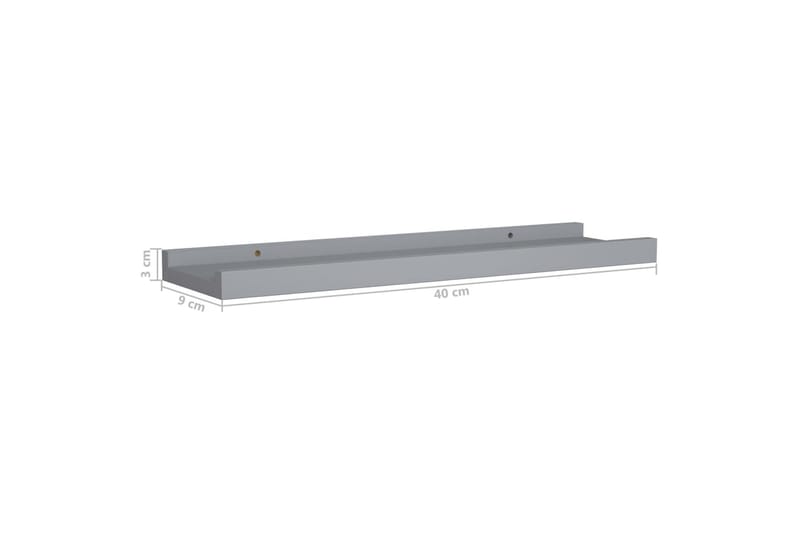 billedhylder 2 stk. 40x9x3 cm MDF grå - Grå - Opbevaring - Hylder & Reoler - Bogreol - Bogliste