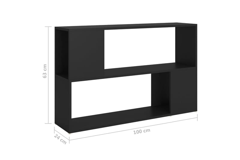 bogreol 100x24x63 cm spånplade sort - Sort - Bogreol