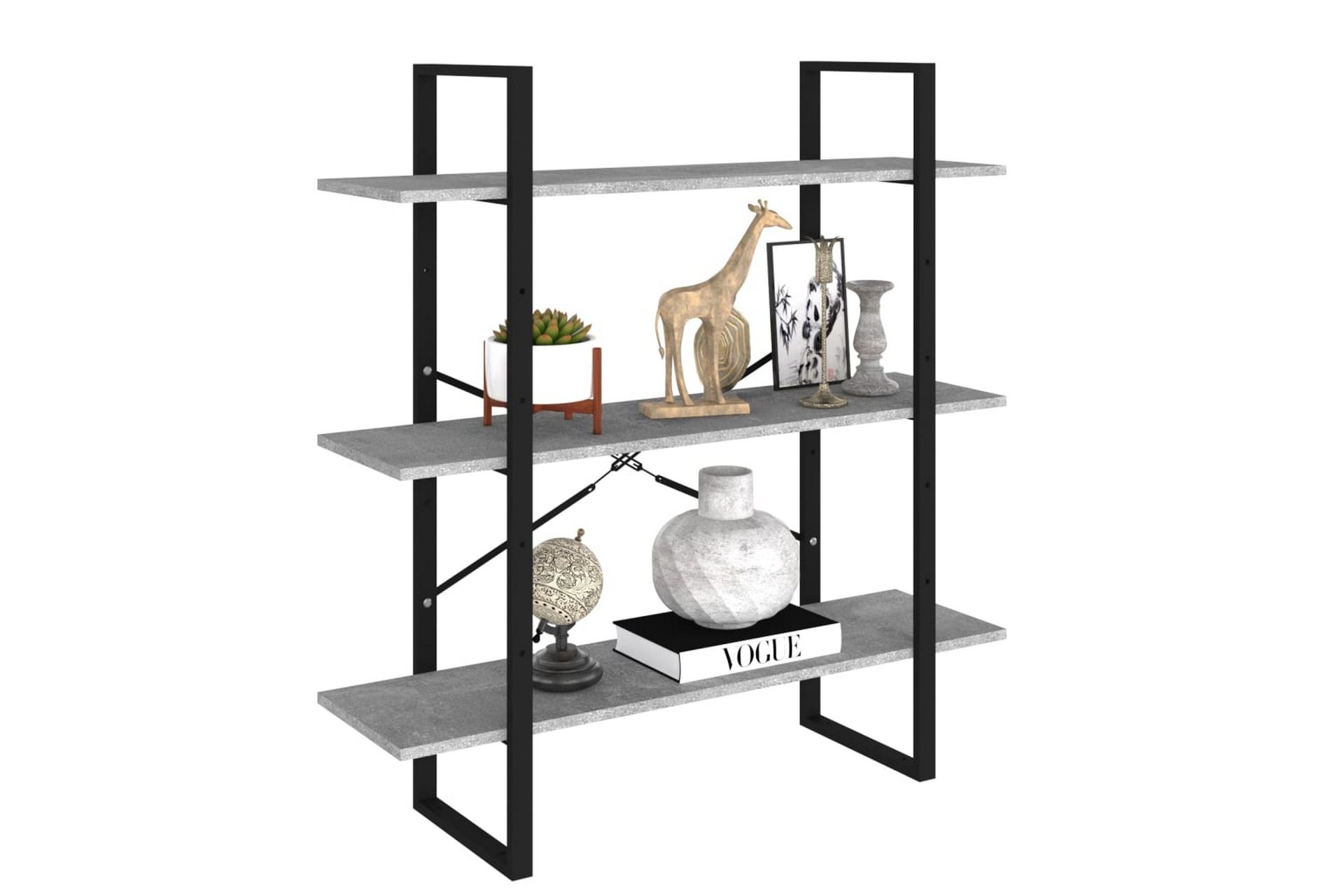 bogreol 100x30x105 cm spånplade betongrå - Grå - Opbevaring - Hylder & Reoler - Bogreol