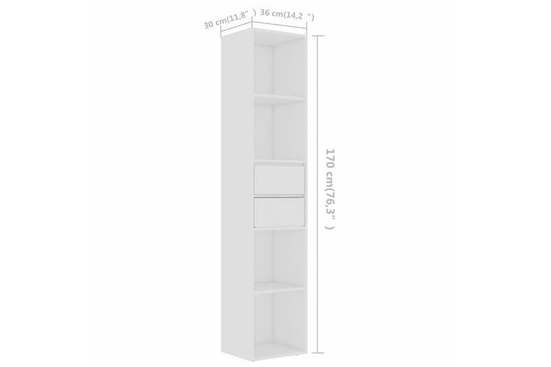 Bogreol 36X30X171 cm Spånplade Hvid - Opbevaring - Hylder & Reoler - Bogreol