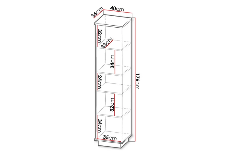 Bogreol 40 cm i Eg - Sort|Brun - Opbevaring - Hylder & Reoler - Bogreol