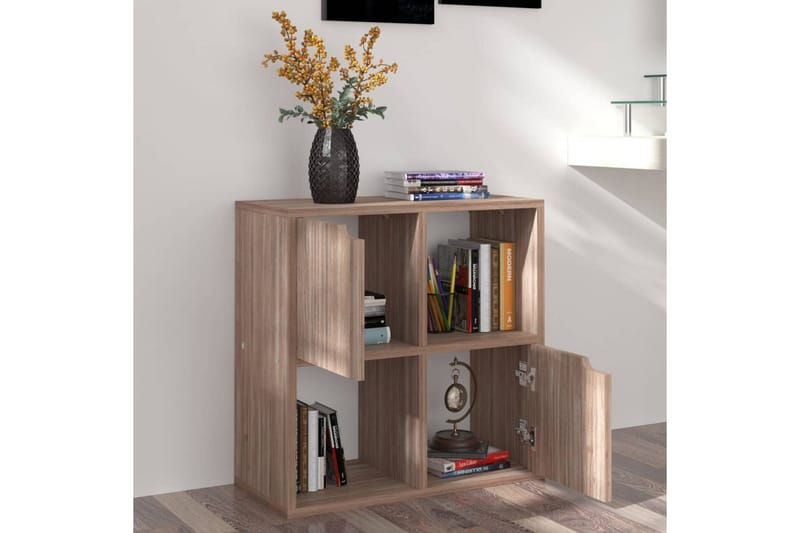 bogreol 60x27,5x59,5 cm spånplade grå sonoma-eg - Brun - Opbevaring - Hylder & Reoler - Bogreol